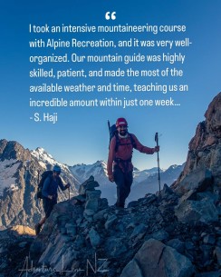 Our guests are loving our mountaineering courses.
“I took an intensive mountaineering course with Alpine Recreation, and it was very well-organized. Our mountain guide was highly skilled, patient, and made the most of the available weather and time, teaching us an incredible amount within just one week. Communication before the course was excellent, and everything went exactly as planned, even though I booked well in advance. I highly recommend this course for those looking to advance their mountaineering skills. The private hut facing the stunning Caroline Face of Mount Cook made the experience even more exciting.”
- S. Haji
Thanks for your feedback 😊 we’re pleased you enjoyed the course and wish you all the best for your mountain adventures - may the skills you’ve learned take you to many great places 🏔️🌄🥾
📸 @adventurelensnz
#crampons #iceaxe #mountaineering #alpineclimbing #mountainskills #craolinehut #aoraki #aorakimountcook #aorakimountcooknationalpark #mountainguide #alpineguide #nzmga
@nzmga @nz_mackenzie Aoraki Mt. Cook Adventures - Specialized Alpine Climbing Course - #274