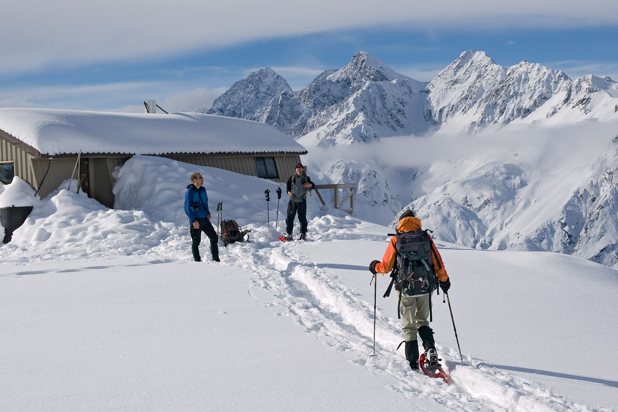 Caroline Hut is a great base for snowshoeing and ski touring