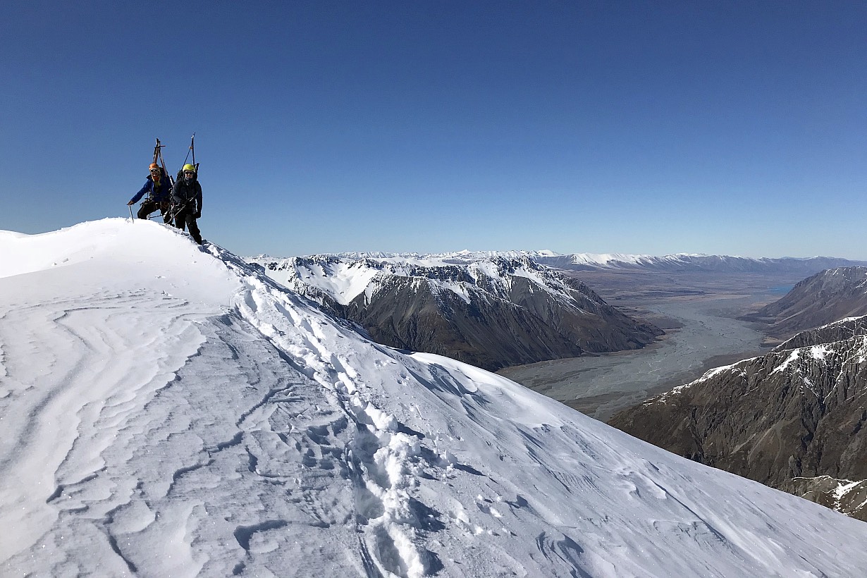 Ski mountaineers near the summit of the Ant-hill